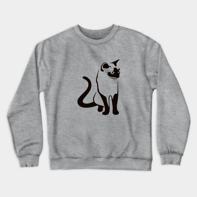 Traditional Thai Cat Minimalist Black Outline Art Crewneck Sweatshirt by taiche